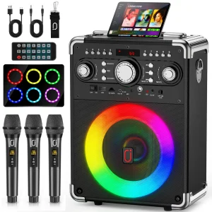 Karaoke Machine with 3 Wireless Microphones,