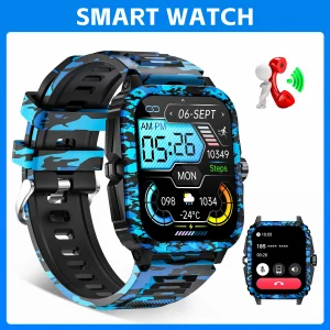 Smart Watch 3ATM Waterproof Men 1.96" Fitness Tracker