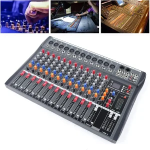 12 Channel Audio Mixer, DJ Bluetooth Mixing Console Sound Board