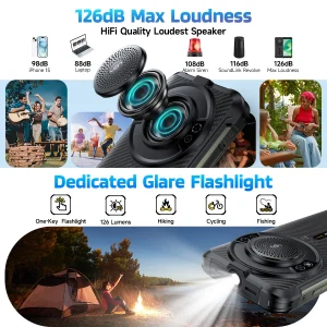 Rugged Phone Android 15 Up to 16GB+256GB Waterproof Smartphone