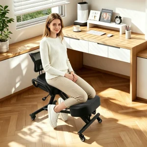 Ergonomic Kneeling Chair, Posture Correction Seat Black
