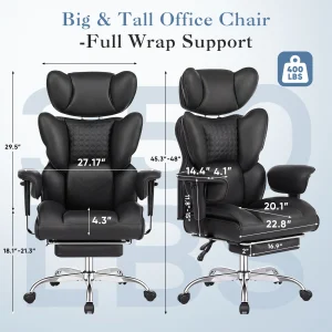 Leather Ergonomic Office Desk Chair with Footrest