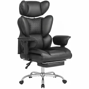 Leather Ergonomic Office Desk Chair with Footrest - Thumbnail Image 2