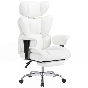 Leather Ergonomic Office Desk Chair with Footrest - Thumbnail Image 3