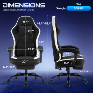 Ergonomic Computer Gaming Chair Height Adjustable 360° Swivel - Thumbnail Image 3