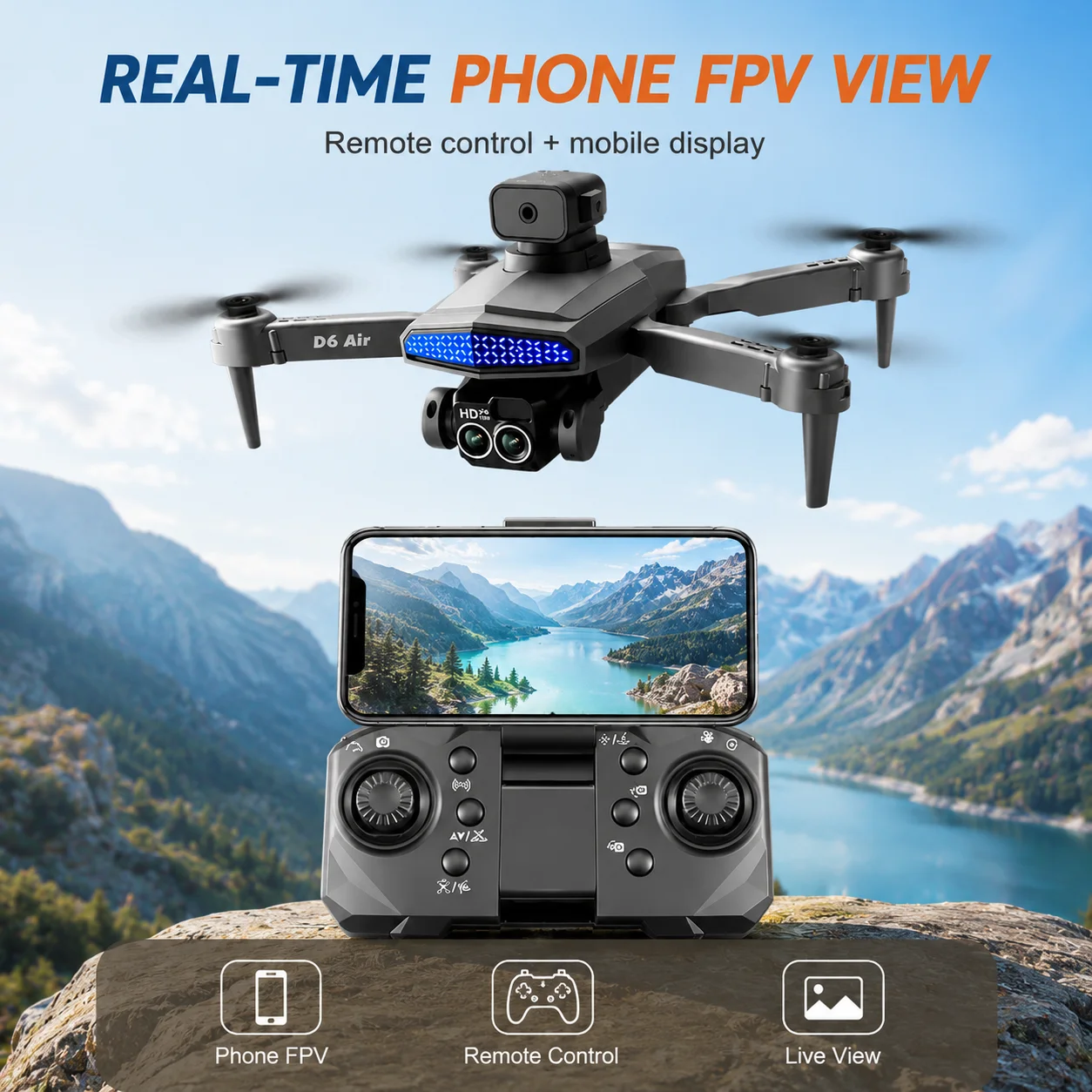 RC Drone D6 Air Foldable 4K Dual Camera - Image 2
