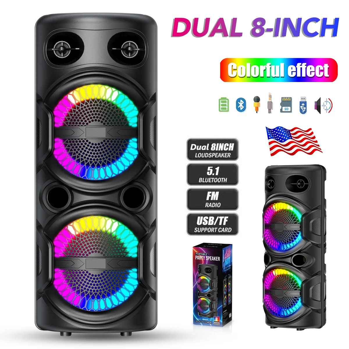3000W Portable Bluetooth Speaker Sub Woofer Heavy Bass Sound System - Image 1
