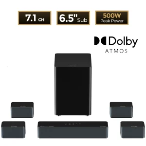 Wireless Subwoofer & 4 Surround Speakers, Home Theater System