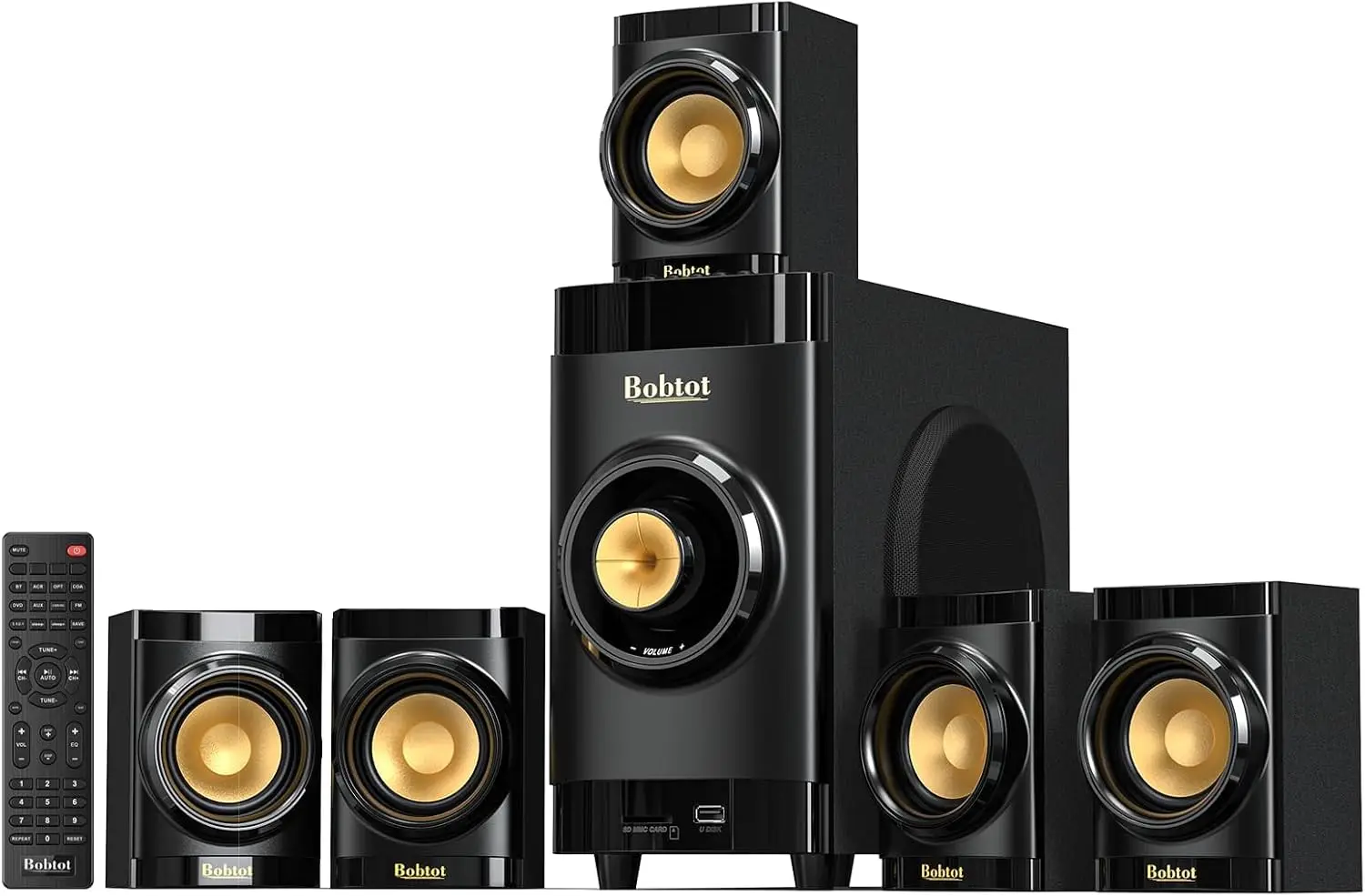 Compact Home Theater Surround System with 5 Wired Speakers - Image 1