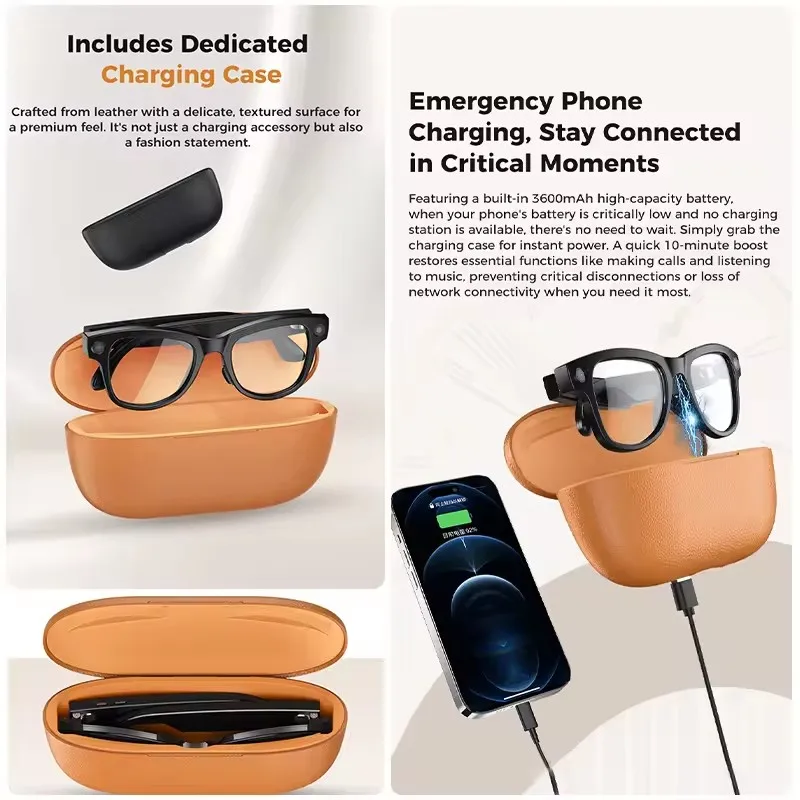 Large Battery Smart Glasses 8MP HD Camera Video Recording - Image 2
