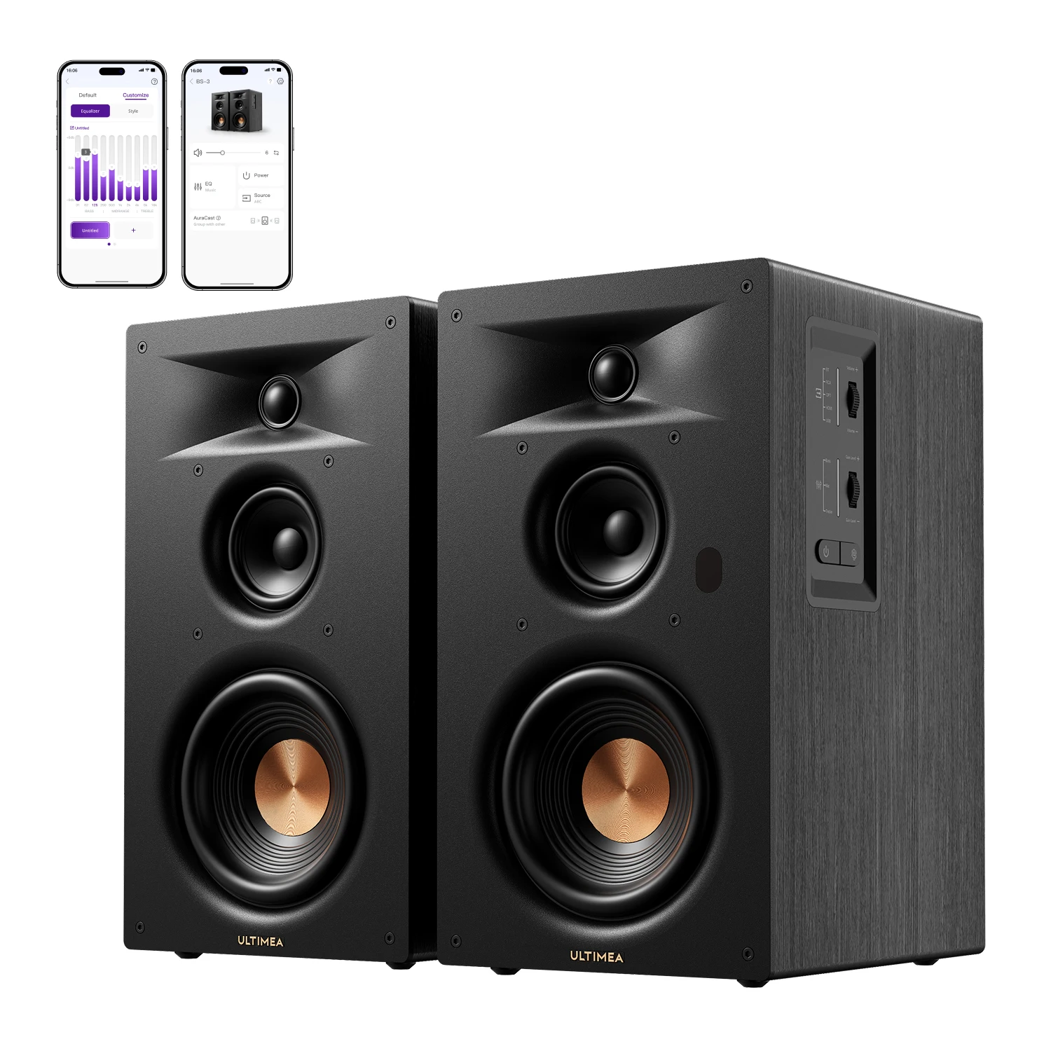 Three-way Bookshelf Speakers, 70W RMS, App Control, - Image 1