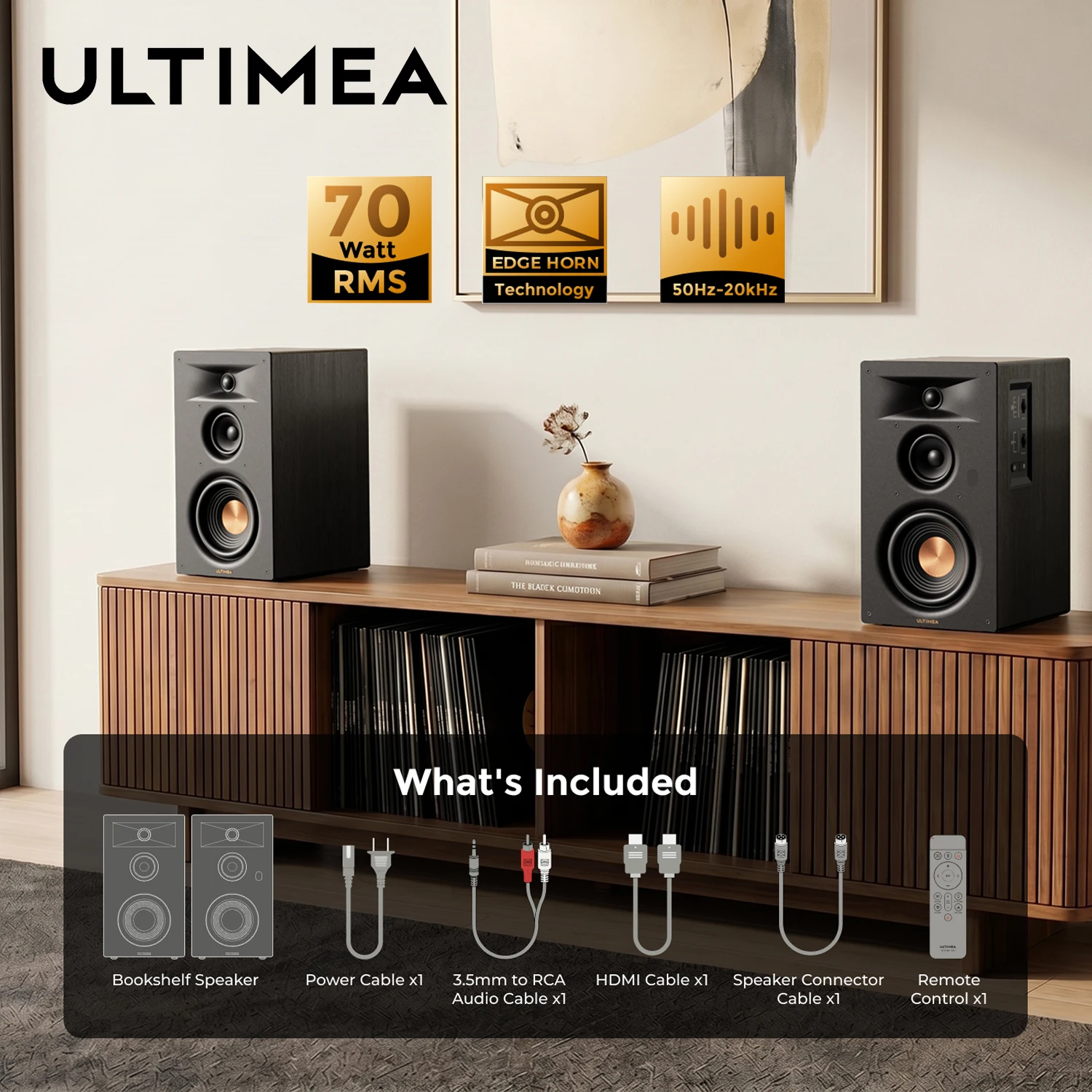 Three-way Bookshelf Speakers, 70W RMS, App Control, - Image 2
