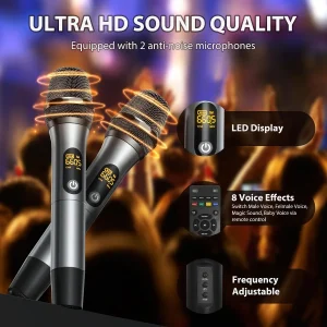 Portable Bluetooth Karaoke PA System with 2 Wireless Microphones - Thumbnail Image 3