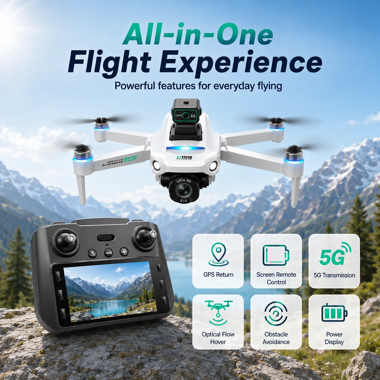 Drone GPS Intelligent Obstacle Avoidance HD Dual Camera - Image 3