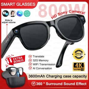 Large Battery Smart Glasses 8MP HD Camera Video Recording - Thumbnail Image 6