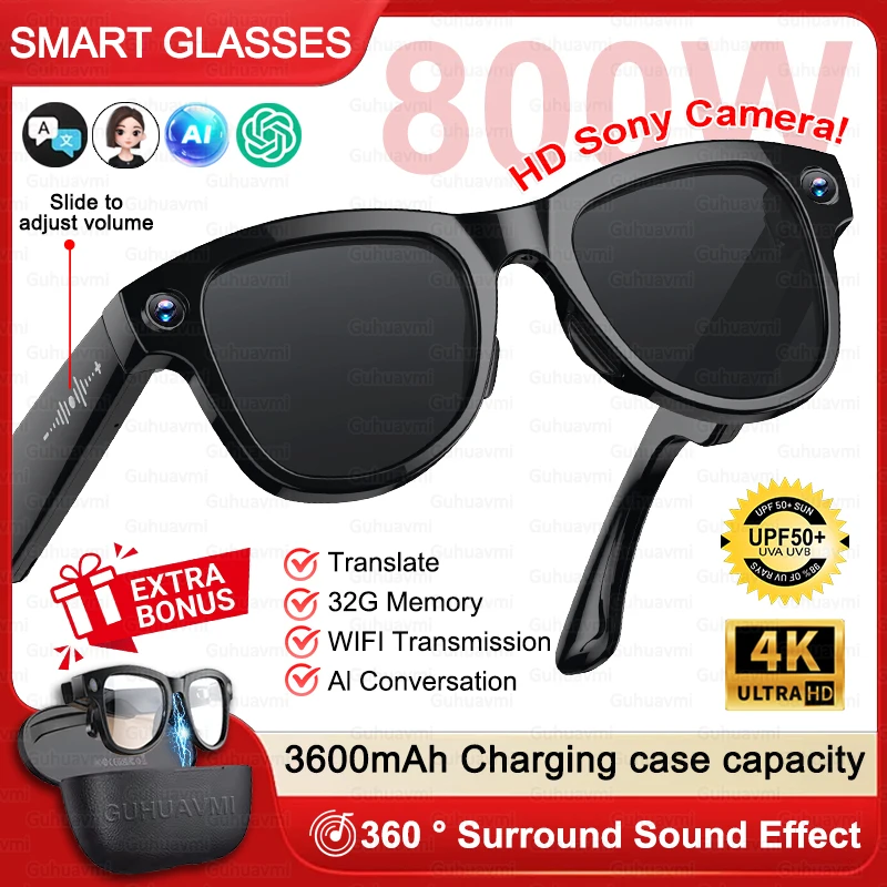 Large Battery Smart Glasses 8MP HD Camera Video Recording - Image 6