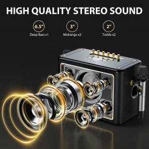Portable Bluetooth Karaoke PA System with 2 Wireless Microphones - Thumbnail Image 2