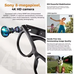 Large Battery Smart Glasses 8MP HD Camera Video Recording - Thumbnail Image 3