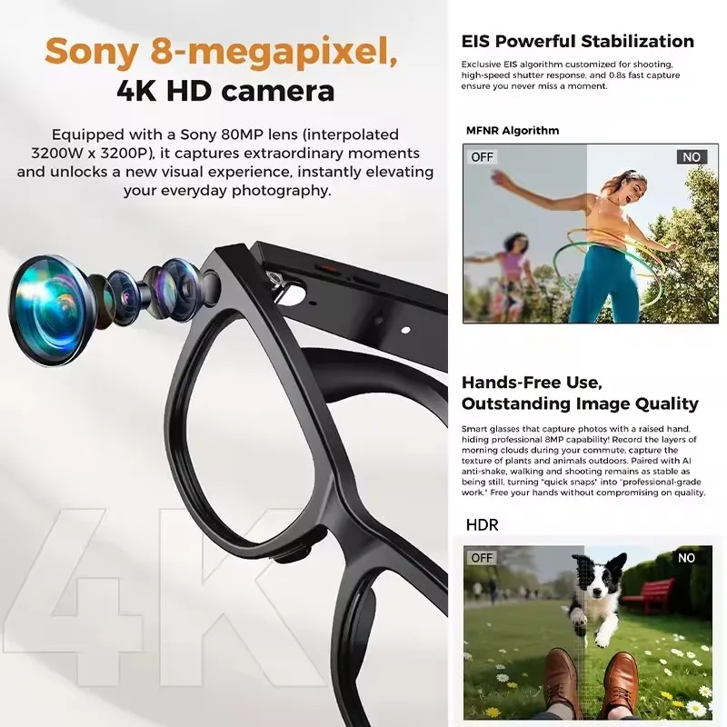 Large Battery Smart Glasses 8MP HD Camera Video Recording - Image 3